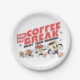 Mascot Coffee - Time To Coffee Break Paper Plate