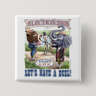 Mascot Political Duel Election 2008 15 Cm Square Badge