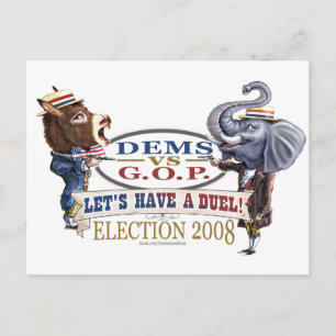 Mascot Political Duel Election 2008 Postcard