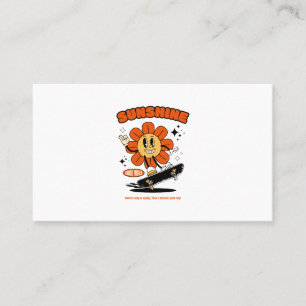 mascot sun flower with skateboard business card
