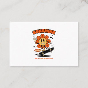 mascot sun flower with skateboard business card