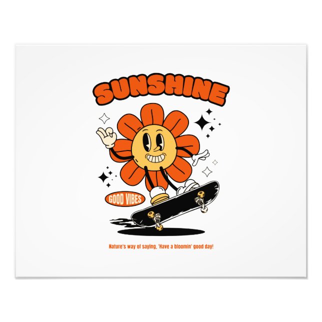 mascot sun flower with skateboard photo print (Front)