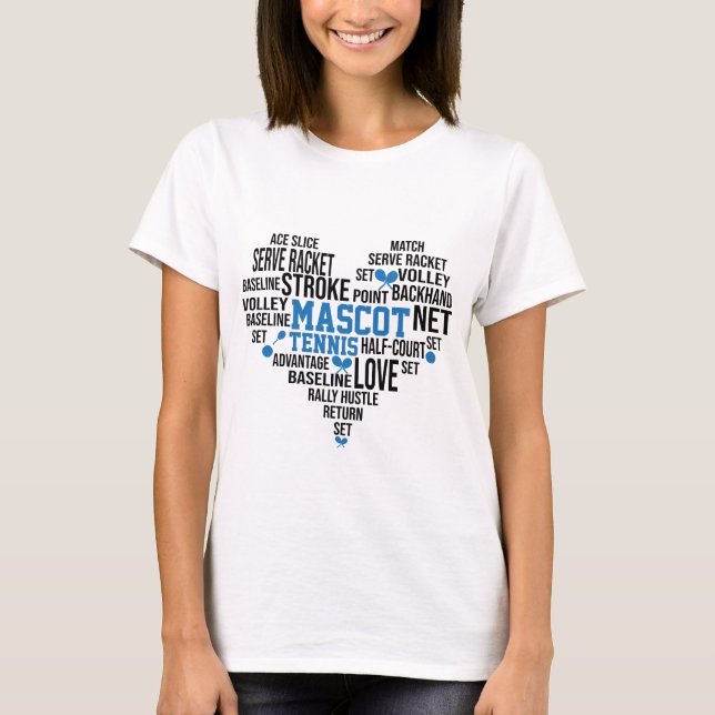 Mascot Tennis Word Art Typography T-Shirt (Front)