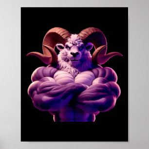 Mascular Ram Flexing Fan Lover Bodybuilding Cool G Poster