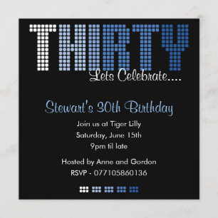 Masculine 30th THIRTY Birthday Party Invitation