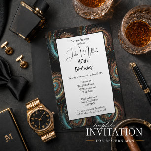Masculine 40th Birthday Dinner Party Invitation