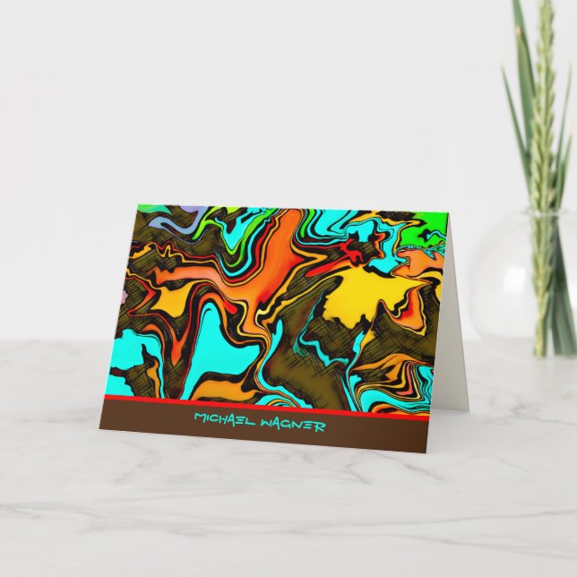 Masculine Abstract Brown Colourful Modern Blank Card (Front)