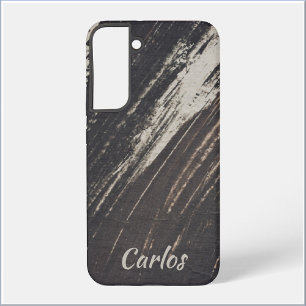 Masculine and Modern Black and Beige Paint Strokes Samsung Galaxy Case