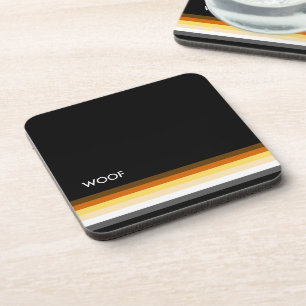 Masculine and Sleek Gay Bear Pride Flag woof Coaster