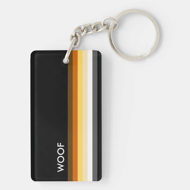 Masculine and Sleek Gay Bear Pride Flag woof Key Ring (Back)