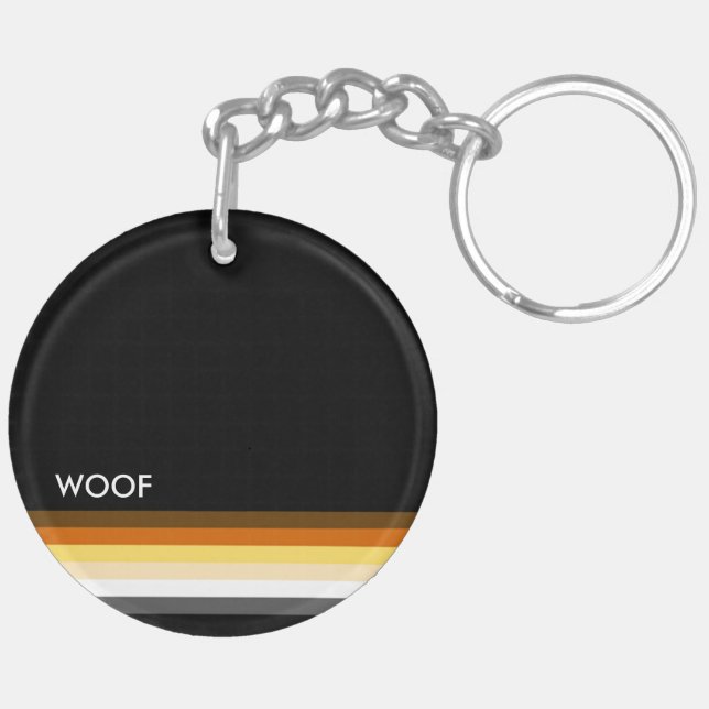 Masculine and Sleek Gay Bear Pride Flag WOOF Key Ring (Back Right)