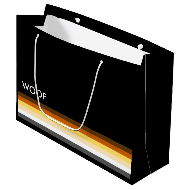 Masculine and Sleek Gay Bear Pride Flag woof Large Gift Bag (Front Angled)