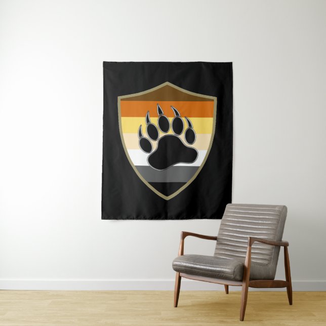 Masculine and Sleek Gay Bear Pride Flag woof Tapestry (In Situ)