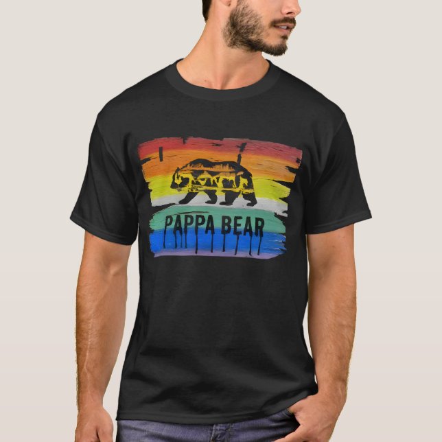 Masculine and Sleek Gay Bear Pride Pappa Bear T-Shirt (Front)