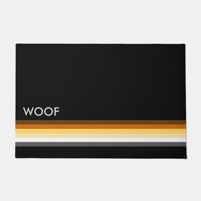 Masculine and Stylish Gay Bears Pride Flag WOOF Doormat (Front)