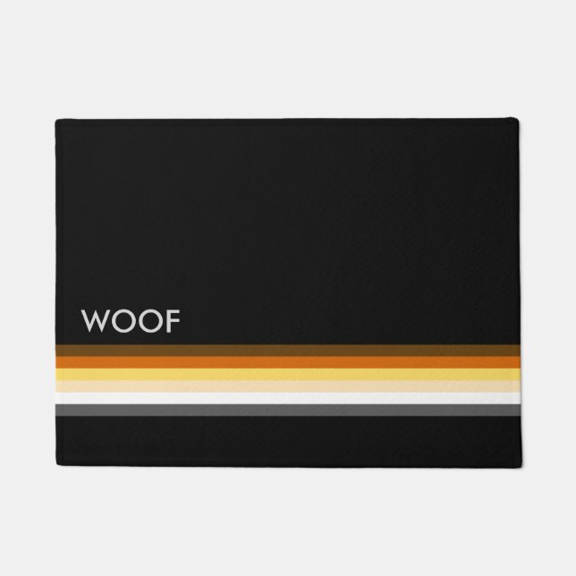 Masculine and Stylish Gay Bears Pride Flag WOOF Doormat (Front)