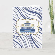 Masculine Birthday with Abstract Navy Blue Lines