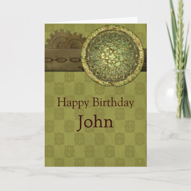 Masculine Birthday with Steel and Gears Card (Front)
