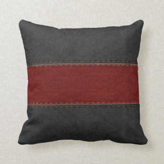 Masculine Black And Red Leather Cushion