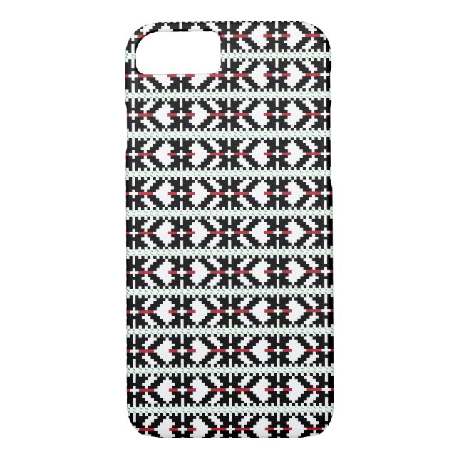 Masculine Black and white Latvian tribal folk art Case-Mate iPhone Case (Back)