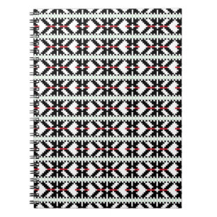Masculine Black and white Latvian tribal folk art Notebook
