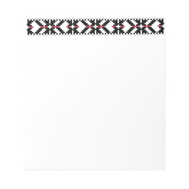 Masculine Black and white Latvian tribal folk art Notepad (Front)
