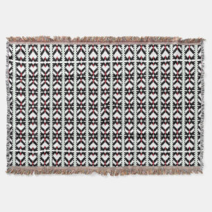 Masculine Black and white Latvian tribal folk art Throw Blanket