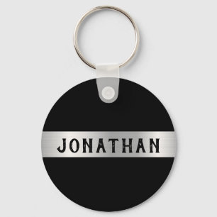 Masculine Black & Chrome Keychain