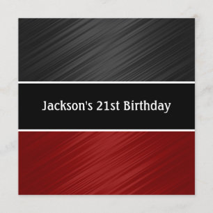 Masculine Black Dark Red Stripes Party Invitation