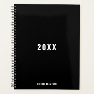 Masculine Black Monochrome Minimalist  Planner