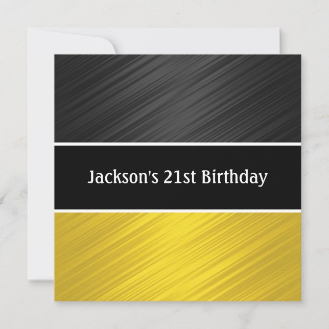 Masculine Black Yellow Stripes Party Invitation (Front)