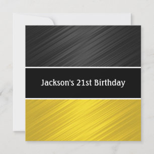 Masculine Black Yellow Stripes Party Invitation