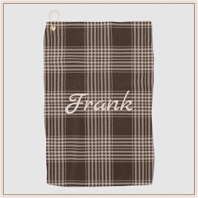 Masculine Brown and Beige Plaid Golf Towel (Creator Uploaded)