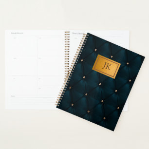 Masculine Brown Leather Look Green,Diamonds Planner