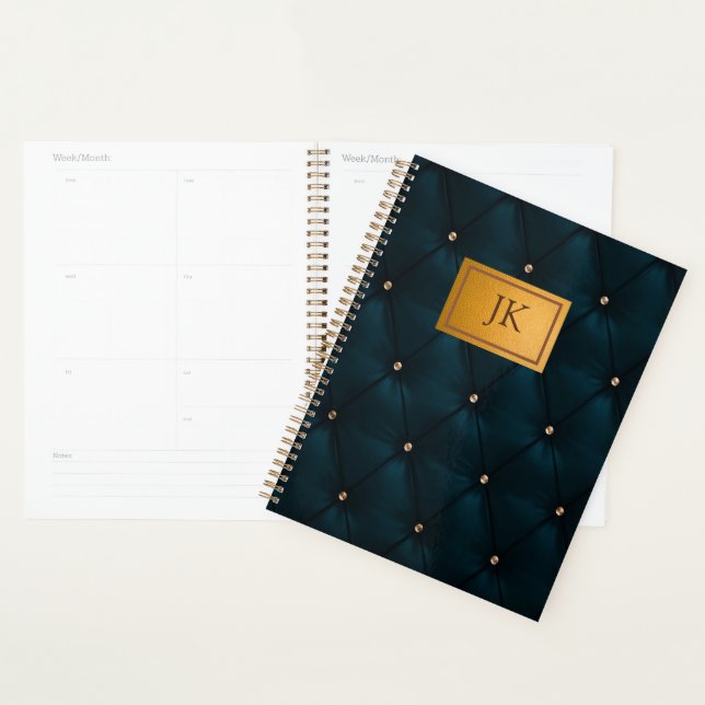 Masculine Brown Leather Look Green,Diamonds Planner (Display)