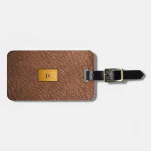 Masculine Brown Leather Look   Luggage Tag