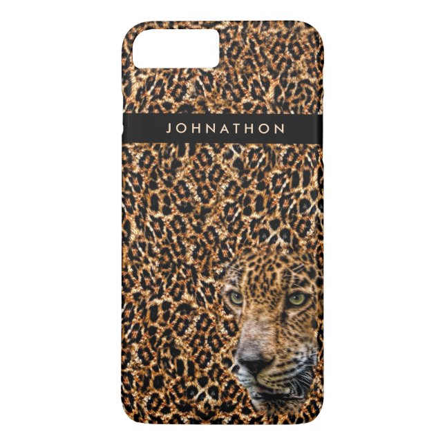 Masculine Brown Leopard Fur With Name and Wild Cat Case-Mate iPhone Case (Back)