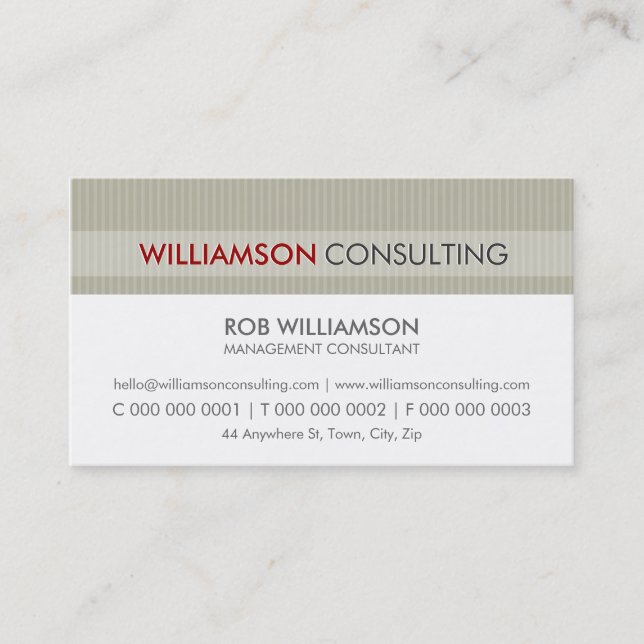 MASCULINE BUSINESS CARD :: minimal pinstripe 16 (Front)