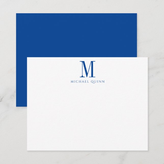 Masculine Business ProfessionaI Blue Monogram  Card (Front/Back)