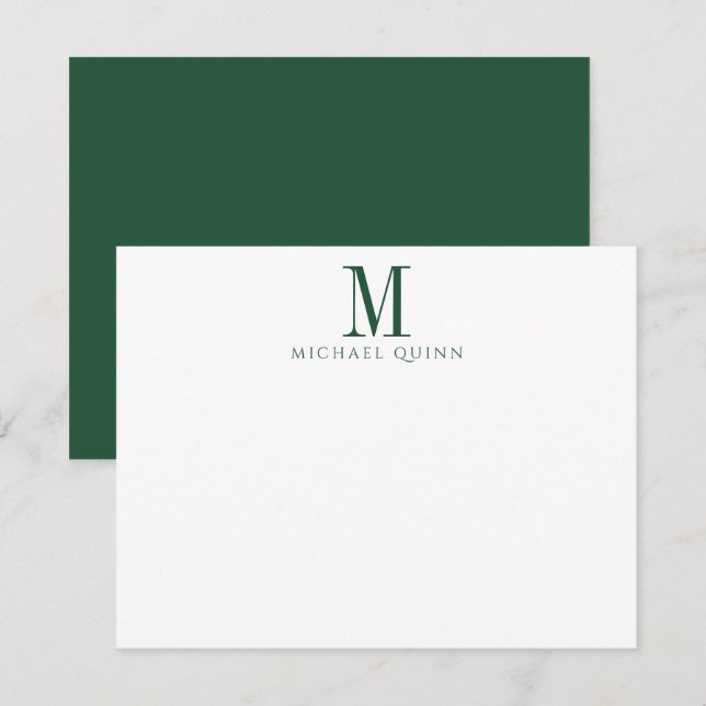 Masculine Business ProfessionaI Green Monogram  Card (Front/Back)