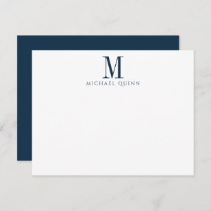 Masculine Business ProfessionaI Navy Blue Monogram Card