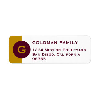 Masculine circle monogram brown return address