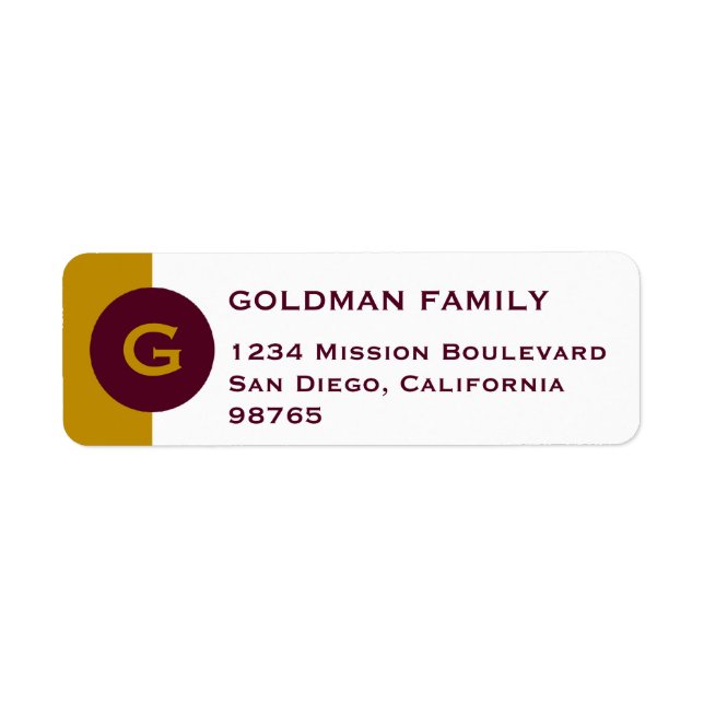 Masculine circle monogram brown return address (Front)