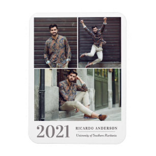 Masculine College Photo Graduation Announcement Magnet