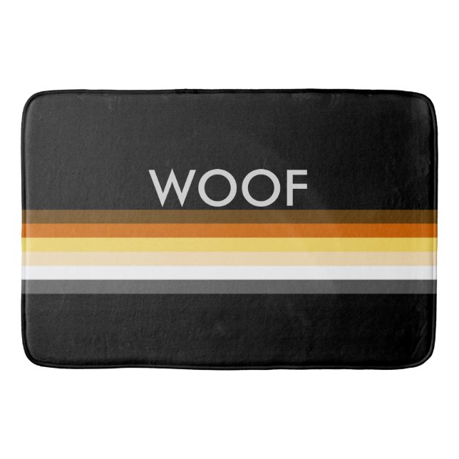 Masculine Cool Gay Bears Pride Flag WOOF Bath Mat (Front)