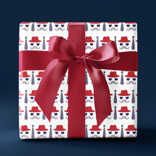 Masculine Dapper Hat Tie Moustache Fathers Day Dad Wrapping Paper