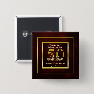 Masculine Double Gold Frame 50th Birthday     15 Cm Square Badge