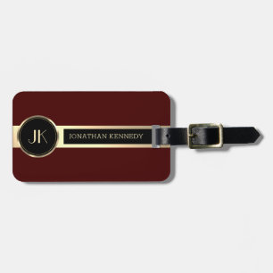 Masculine Executive Red & Gold Metal monogram Luggage Tag