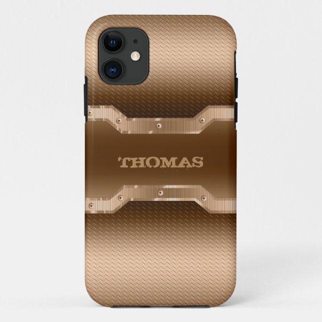 Masculine Gold And Light Brown Brushed Metal Look Case-Mate iPhone Case (Back)