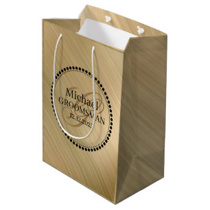 Masculine Gold Personalised Groomsman Medium Gift Bag